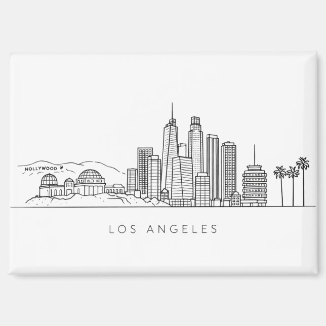 Imán Minimalist Los Angeles Skyline Illustration (Anverso)