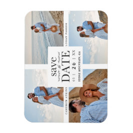 Imán Minimalist Modern Collage 4 Custom Photos Wedding