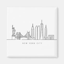 Imán Minimalist New York City Skyline Line Art
