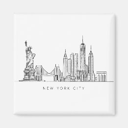 Imán Minimalist New York City Skyline Line Art