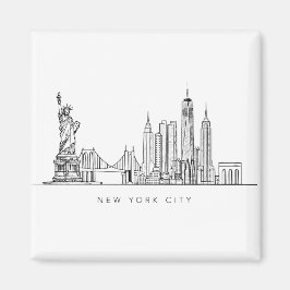 Imán Minimalist New York City Skyline Line Art