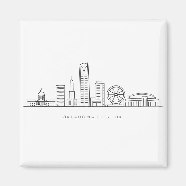 Imán Minimalist Oklahoma City Skyline Illustration (Frente)