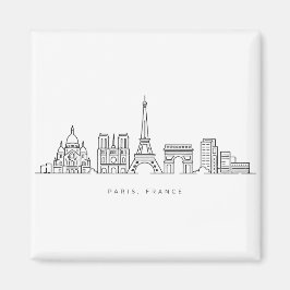 Imán Minimalist Paris France Skyline Line Art