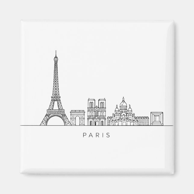 Imán Minimalist Paris Skyline Line Art (Frente)