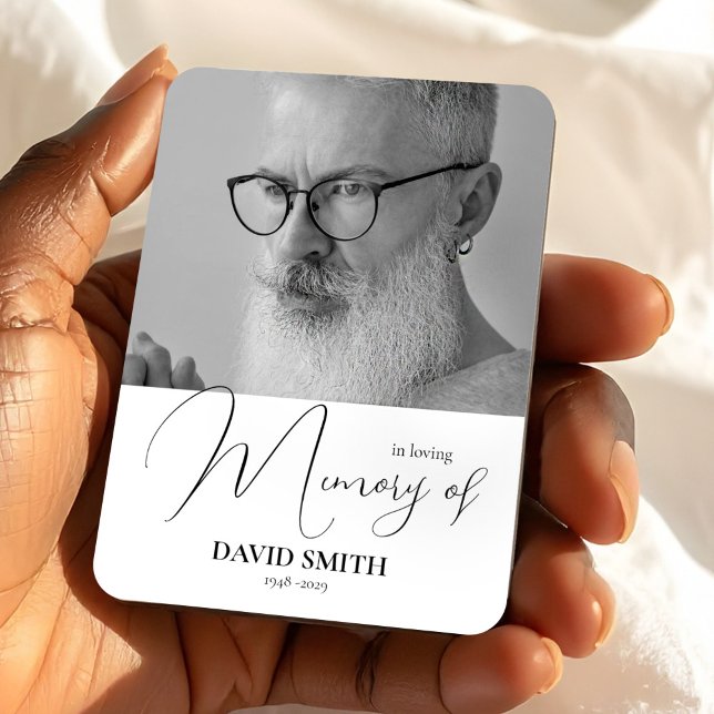 Imán Minimalist Photo Elegant Funeral Memorial Favor (Minimalist Photo Elegant Funeral Memorial Keepsake Magnet, In Loving Memory Gift)