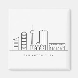 Imán Minimalist San Antonio Skyline Line Art