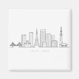 Imán Minimalist Tokyo Skyline Illustration