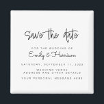 Imán Minimalist Wedding Save the Date<br><div class="desc">A simple wedding save the date magnet. Personalize this minimalist black and white wedding announcement design to have your personal details and message.</div>