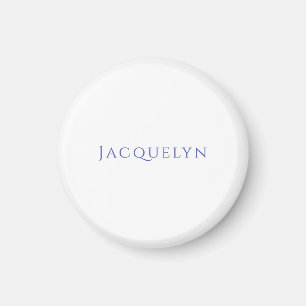 Imán Minimalista Blanco Azul Liso Elegante Moderno Nomb