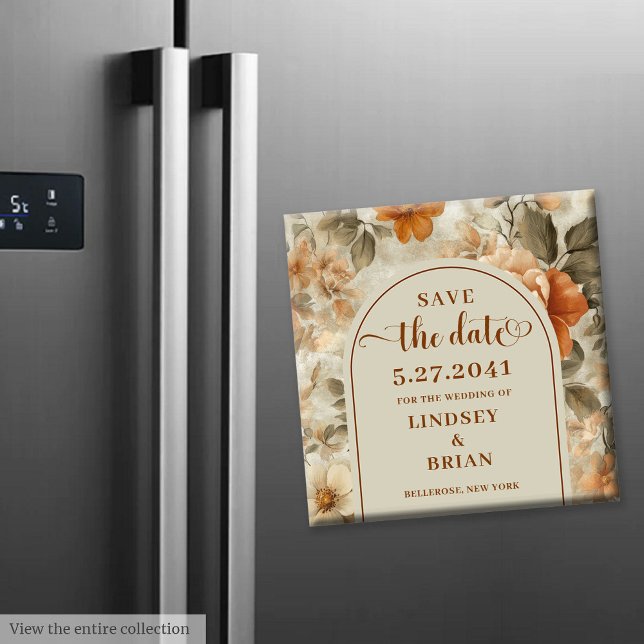 Imán Minimalista Boho Terracota Marfil Olivo Reserva Fe (Minimalist Boho Terracotta Ivory Olive Save Date)