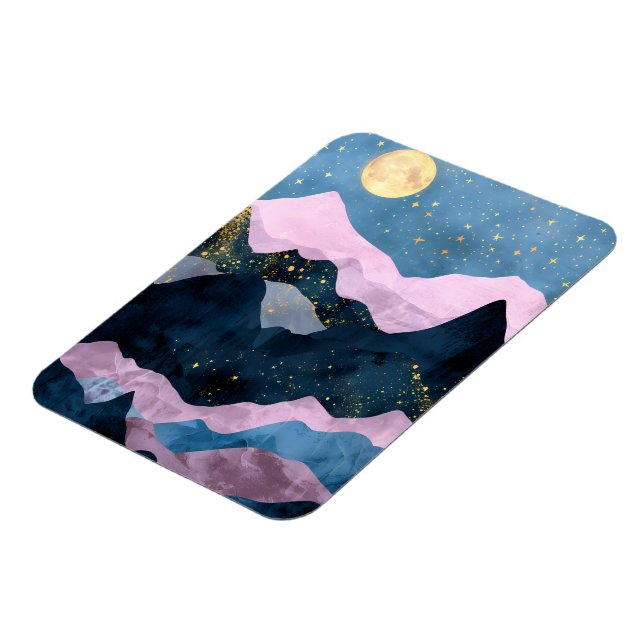 Imán Minimalista Luna Estrellas Montaña Valle Celestial (Lado Izquierdo)