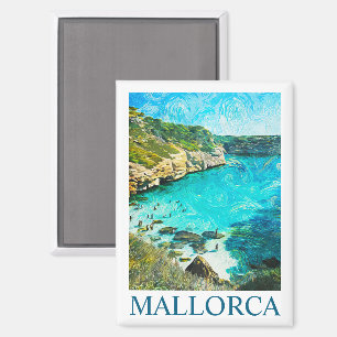 Imán Minimalista Mallorca España Pintura al Óleo Medite