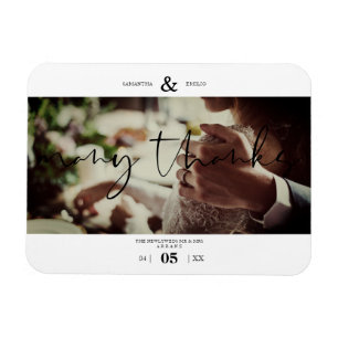 Imán Minimalista Muchas gracias Personalizado foto Boda