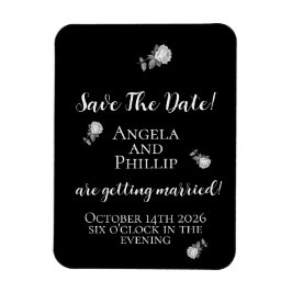 Imán Minimalista negro y blanco Save the Date