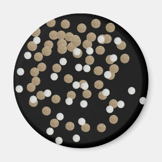 Imán minimalista purpurina negro champán oro confetti