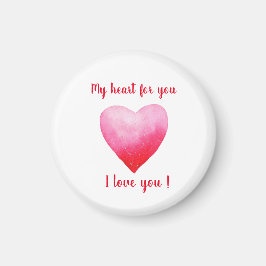 Imán Minimalista te amo el corazón de las acuarelas roj