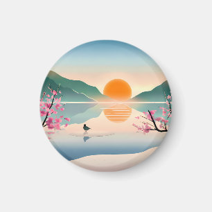 Imán Minimalista Zen Sunrise Lake