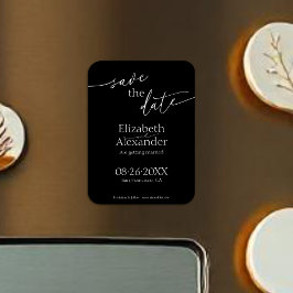 Imán Mínimo Fancy Black & White Script Save the Date