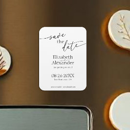 Imán Mínimo Fancy Black & White Script Save the Date