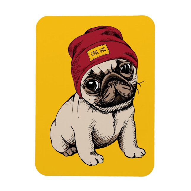 Imán Minipipa Hipster Pug (Vertical)
