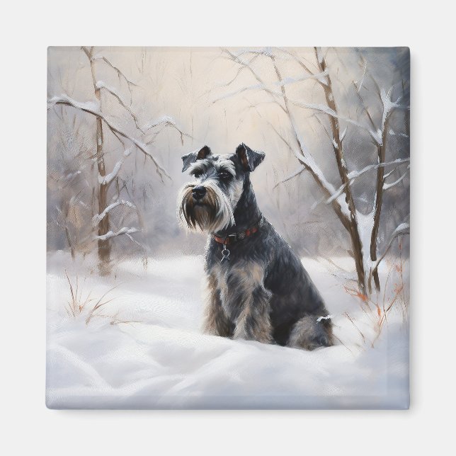 Imán Ministra Schnauzer Let It Snow Navidades (Frente)