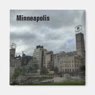 Imán Minneapolis Mill Ruins Park Skyline Photo Magnet