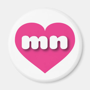 Imán Minnesota corazón rosado caliente - Amo a los homb