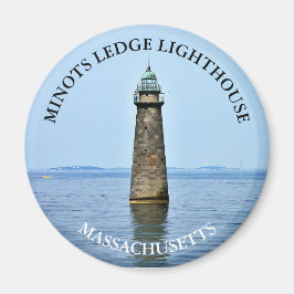 Imán Minots Ledge Lighthouse Massachusetts Round Magnet