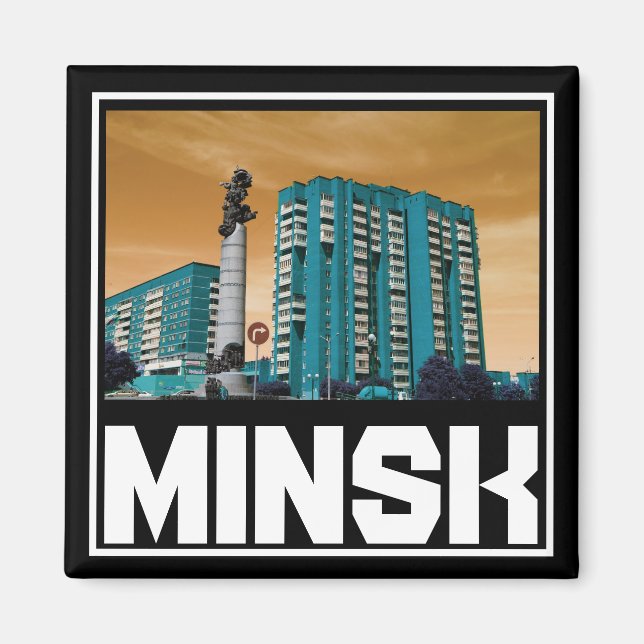 Imán Minsk Architecture Cityscape Magnet de Bielorrusia (Frente)