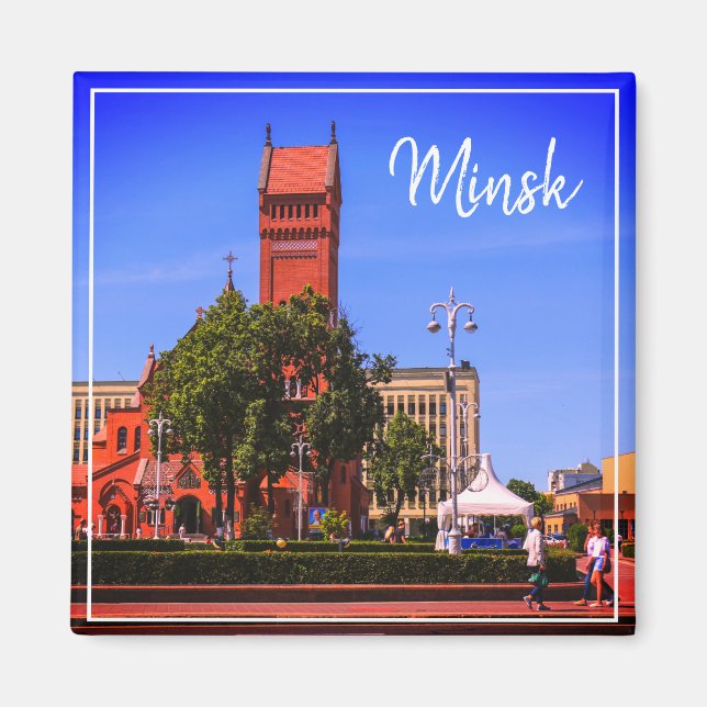 Imán Minsk Architecture Cityscape Magnet de Bielorrusia (Frente)