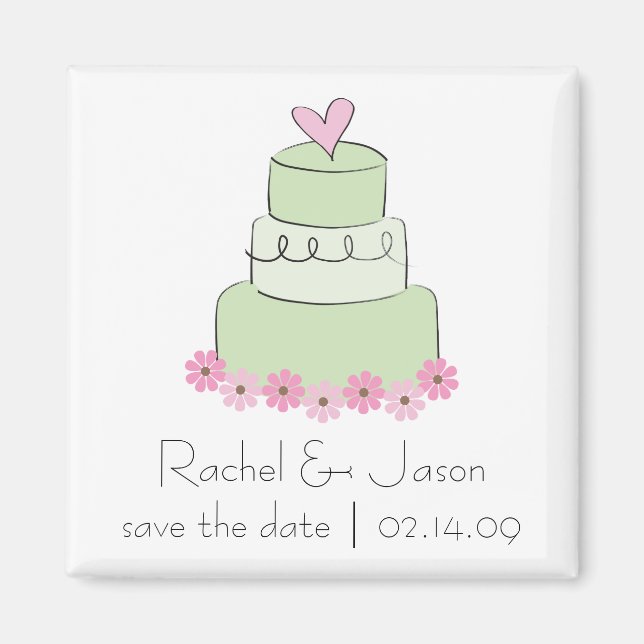 Imán Mint Boda Cake | Guardar la fecha (Frente)