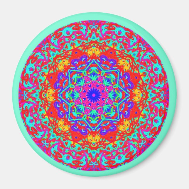 Imán Mint Fuschia Mandala Style Magnet (Frente)