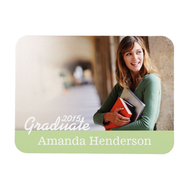 Imán Mint Green Graduation Photo Invitación Magnet (Horizontal)
