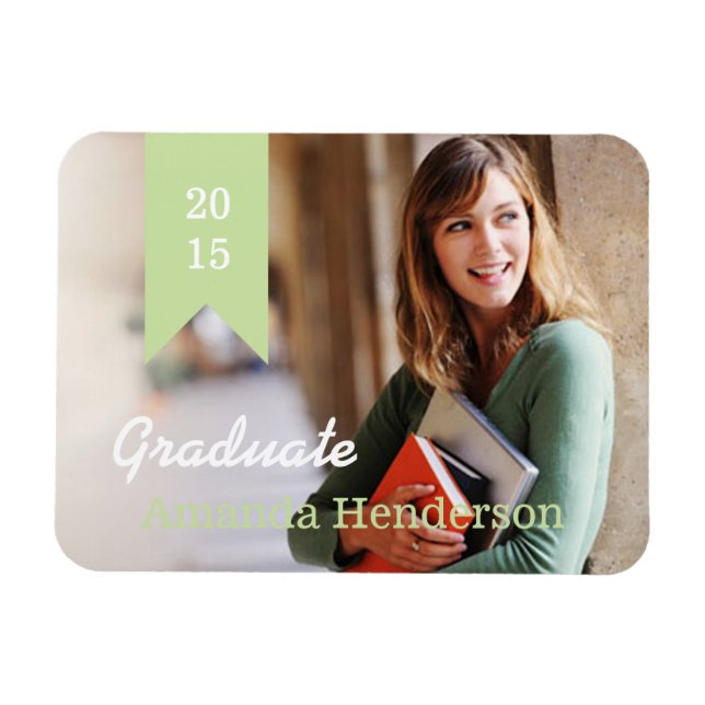 Imán Mint Green Graduation Photo Invitación Magnet (Horizontal)