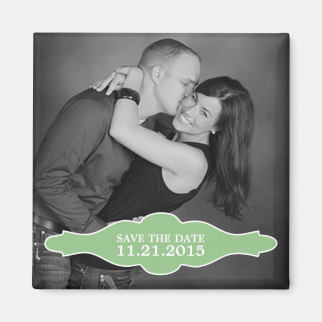 Imán Mint Green La Bon Vie Photo Save the Date Magnet (Frente)