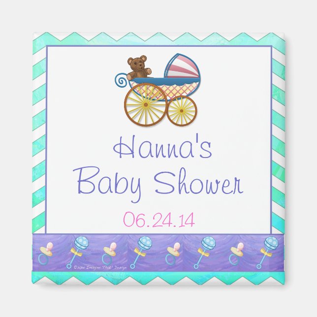 Imán Mint Ice Blue Chevron Patteryn Baby (Frente)