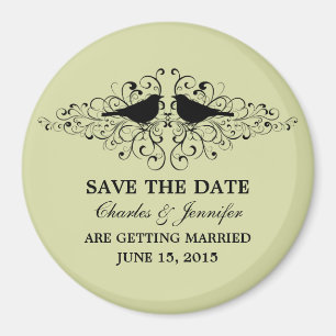 Imán Mint Love Bird Swirls Save the Date Magnet