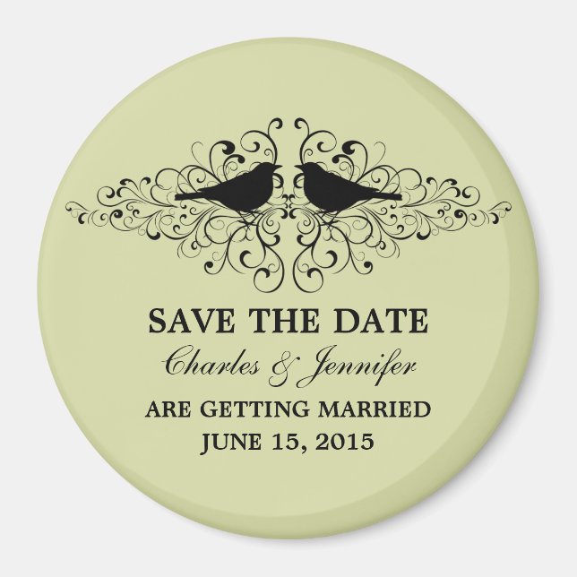 Imán Mint Love Bird Swirls Save the Date Magnet (Frente)