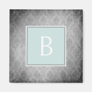 Imán Mint Vintage Damask Monogram Magnet