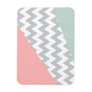 Imán Mint y coral de Chevron gris