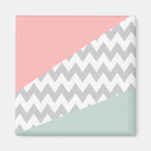 Imán Mint y coral de Chevron gris