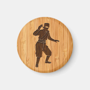 Imán Mirada de bambú y japonés fresco grabado Ninja