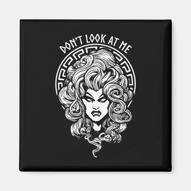 Imán Mírame Funny Feminist Gótico Halloween Medusa Wi (Frente)