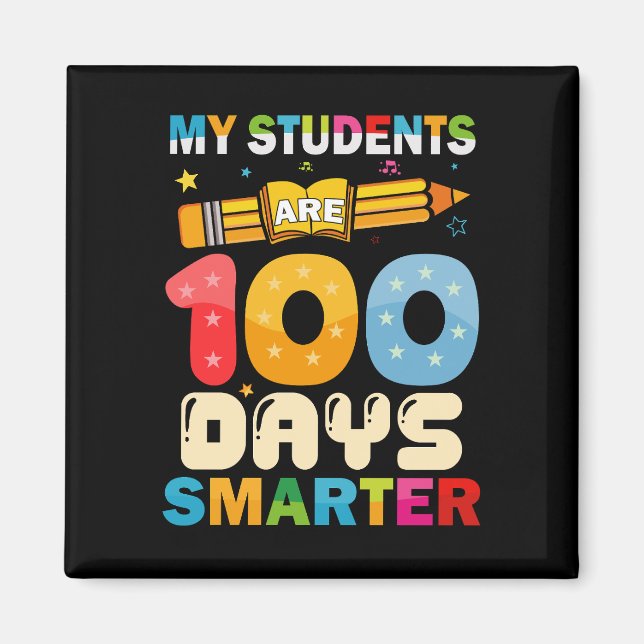 Imán Mis alumnos son 100 días más inteligentes Profesor (Frente)