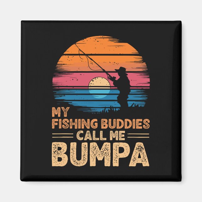 Imán Mis Amigos De La Pesca Me Llaman Bumpa Retro Vinta (Frente)