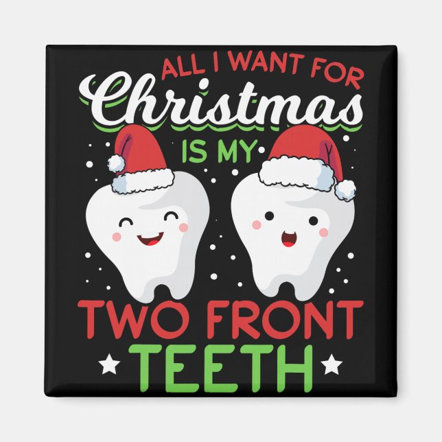 Imán Mis dos dientes delanteros de Navidad  (Frente)