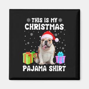 Imán Mis Navidades Perro Bulldog Inglés Perro Pajama Pu