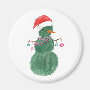 Imán Mismo un muñeco de nieve del navidad del cactus