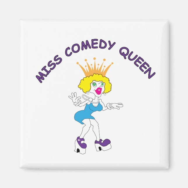 Imán Miss Comedia Queen Square Magnet (Frente)