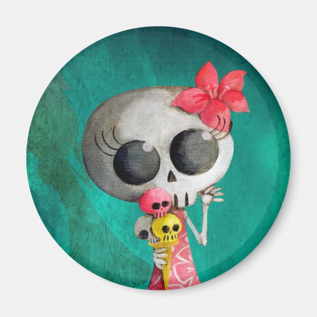 Imán Miss Muerte Pequeña con Helado de Halloween (Frente)